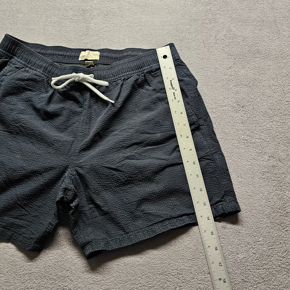 J.Crew Seersucker Swim Trunks Mens M Navy Blue Original Swimwear Shorts 6in